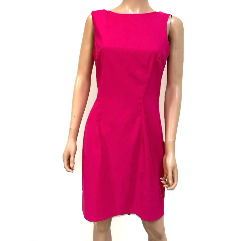 AB Studio Hot Pink Sleeveless Dress Size 8 Barbie Core Business